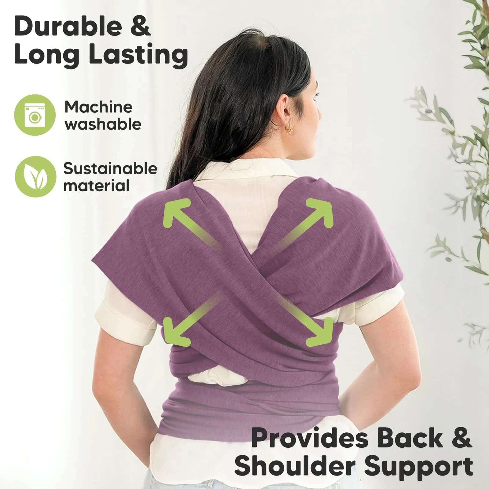KeaBabies Original Baby Wrap Carrier Dark Mauve | Ergonomic, IHDI Certified, Breathable Fabric for Newborns to Toddlers - view 5