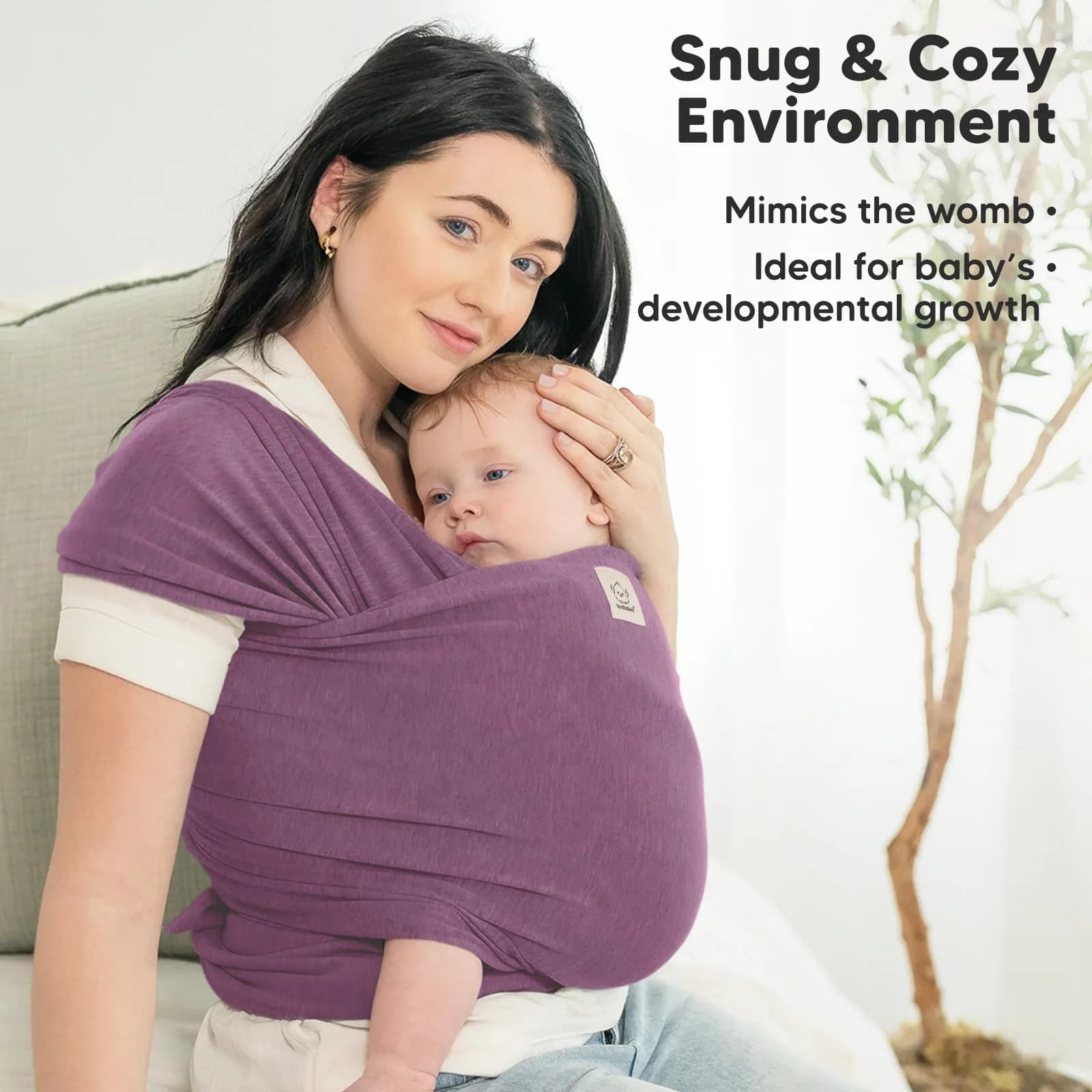 KeaBabies Original Baby Wrap Carrier Dark Mauve | Ergonomic, IHDI Certified, Breathable Fabric for Newborns to Toddlers - view 6