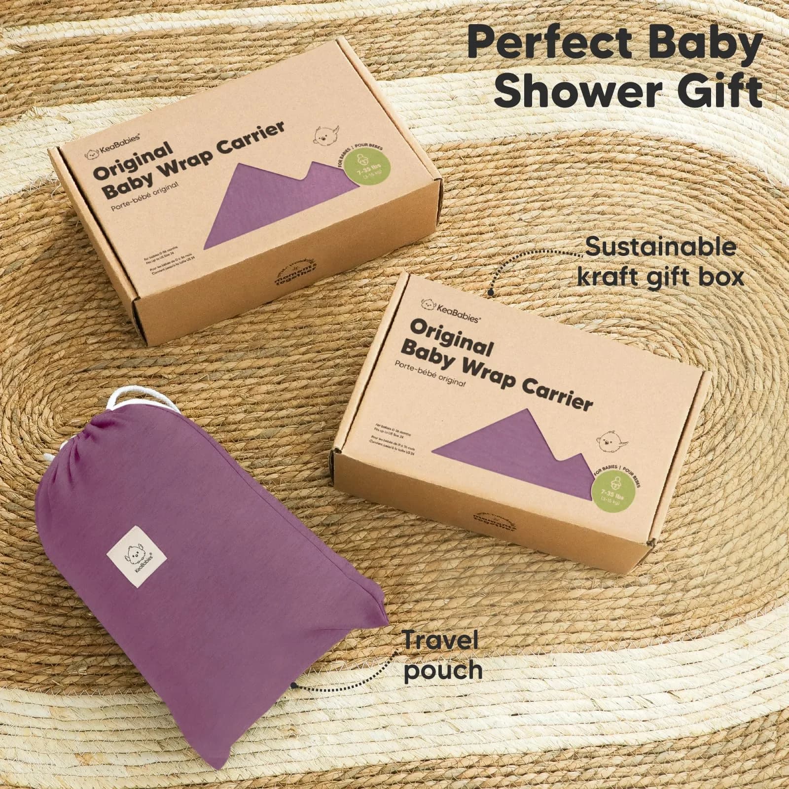 KeaBabies Original Baby Wrap Carrier Dark Mauve | Ergonomic, IHDI Certified, Breathable Fabric for Newborns to Toddlers - view 9