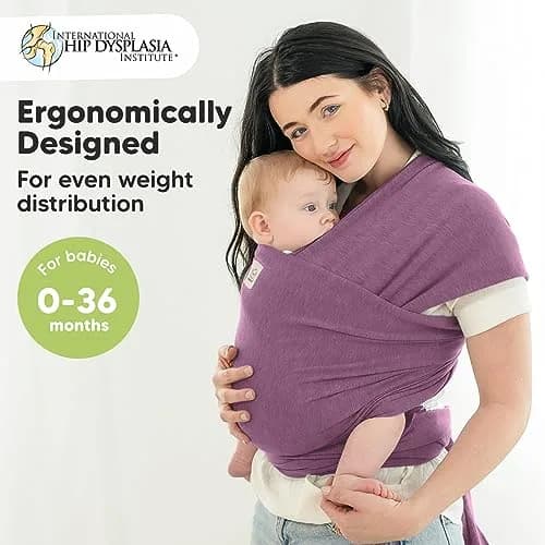KeaBabies Original Baby Wrap Carrier Dark Mauve | Ergonomic, IHDI Certified, Breathable Fabric for Newborns to Toddlers thumbnail 2