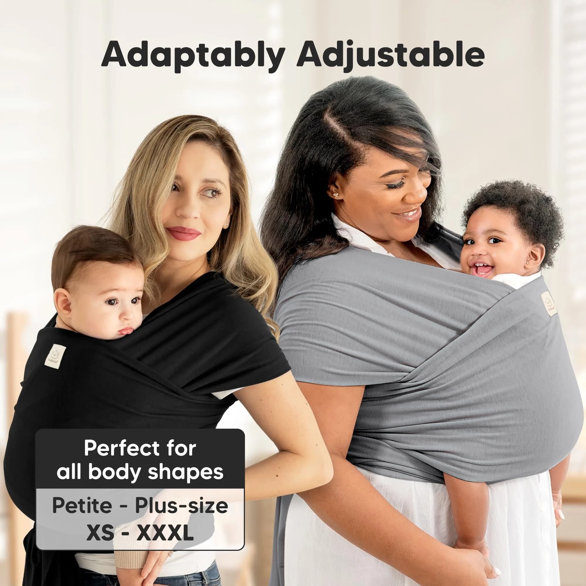 KeaBabies Original Baby Wrap Carrier Light Heather | Ergonomic Hip-Healthy Sling for Newborns to Toddlers (0.5 kg / 1.1 lb) - view 4