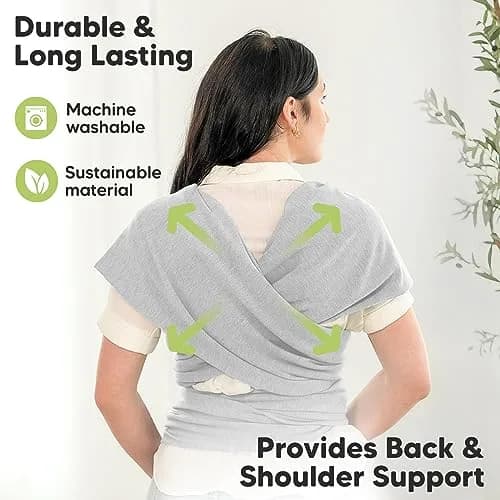 KeaBabies Original Baby Wrap Carrier Light Heather | Ergonomic Hip-Healthy Sling for Newborns to Toddlers (0.5 kg / 1.1 lb) thumbnail 5
