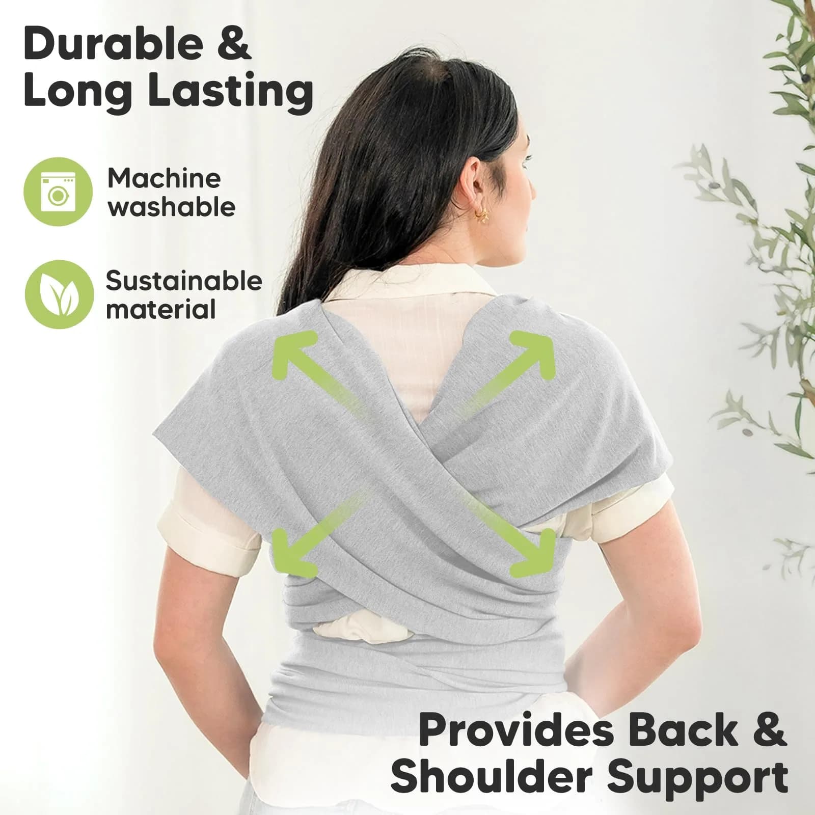 KeaBabies Original Baby Wrap Carrier Light Heather | Ergonomic Hip-Healthy Sling for Newborns to Toddlers (0.5 kg / 1.1 lb) - view 5