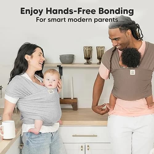 KeaBabies Original Baby Wrap Carrier Light Heather | Ergonomic Hip-Healthy Sling for Newborns to Toddlers (0.5 kg / 1.1 lb) thumbnail 8