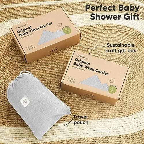KeaBabies Original Baby Wrap Carrier Light Heather | Ergonomic Hip-Healthy Sling for Newborns to Toddlers (0.5 kg / 1.1 lb) thumbnail 9