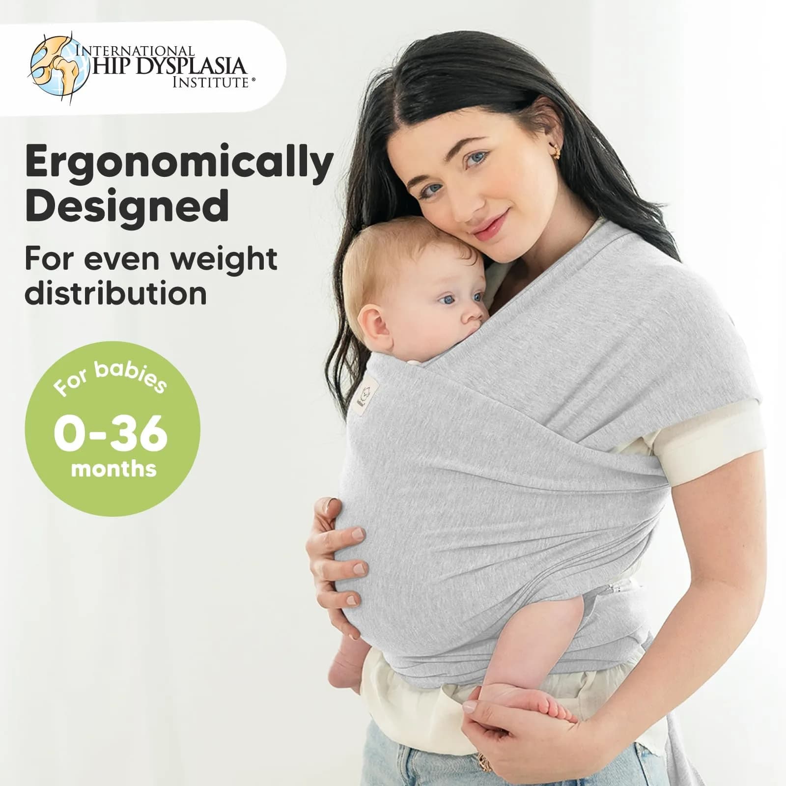 KeaBabies Original Baby Wrap Carrier Light Heather | Ergonomic Hip-Healthy Sling for Newborns to Toddlers (0.5 kg / 1.1 lb) - view 2