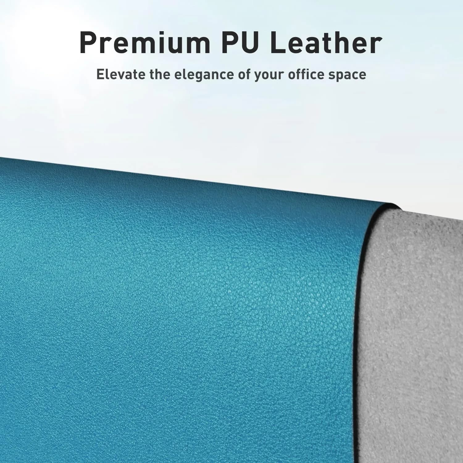 Aothia Leather Desk Pad Protector, Large Mouse Pad, Office Desk Mat, Non-Slip PU Leather Desk Blotter, Turquoise (36" x 17") - view 2