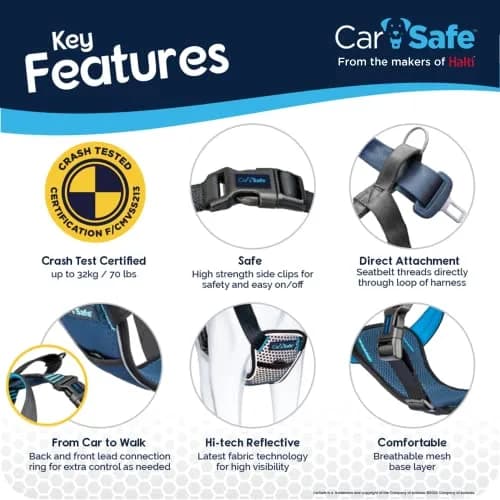 Carsafe Crash Tested Dog Safety Harness Size S | Certified Up to 32kg/70lbs, Reflective & Breathable thumbnail 4
