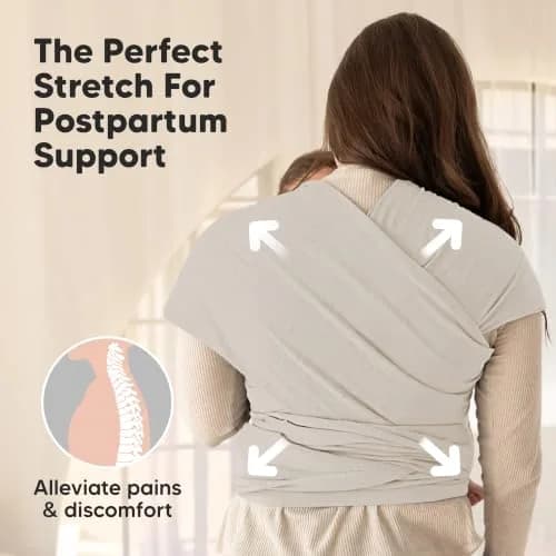 KeaBabies Original Baby Wrap Carrier Stone Gray | Ergonomic, IHDI Certified, Breathable Fabric for Newborns to Toddlers thumbnail 5