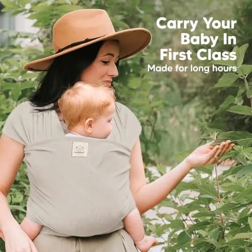 KeaBabies Original Baby Wrap Carrier Stone Gray | Ergonomic, IHDI Certified, Breathable Fabric for Newborns to Toddlers thumbnail 6