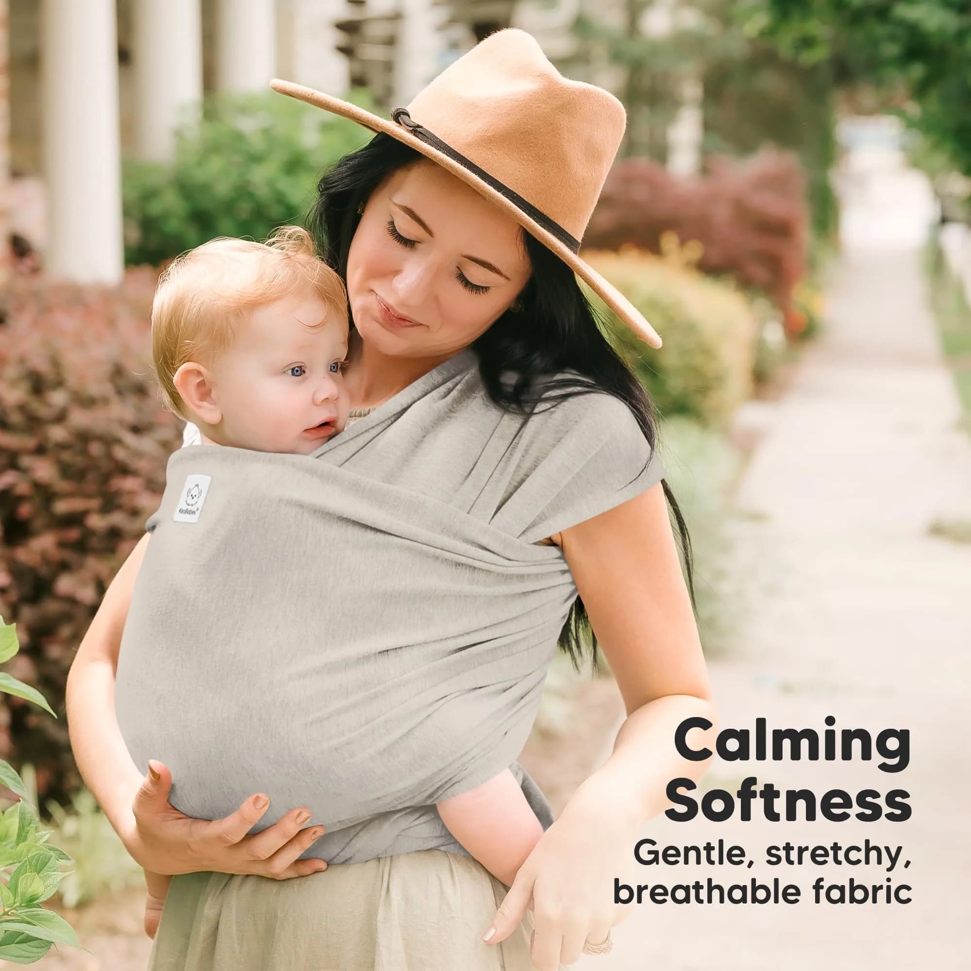 KeaBabies Original Baby Wrap Carrier in Stone Gray - One Size, Ergonomic & Breathable Fabric - view 3