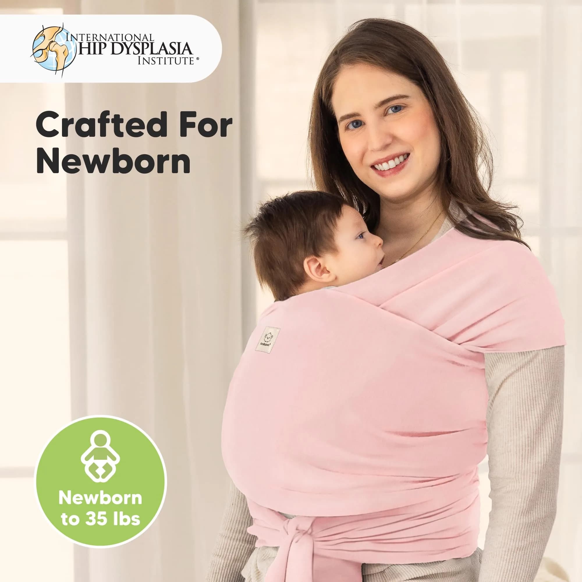 KeaBabies Original Baby Wrap Carrier - Dusty Pink | IHDI Certified, Breathable Fabric | One Size - view 2
