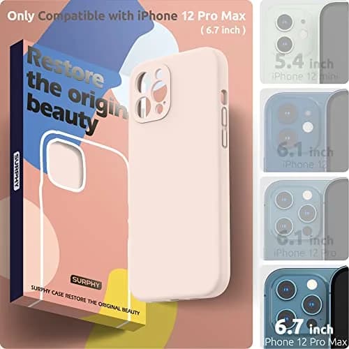 SURPHY Liquid Silicone Case for iPhone 12 Pro Max (6.7 inches) | Camera Protection, Microfiber Lining thumbnail 2