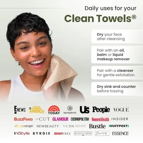 Clean Skin Club Clean Towels XL Bamboo Viscose Face Towels 50 Count | USDA Biobased Dry Wipes thumbnail 4