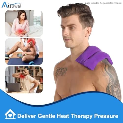 Atsuwell Purple Microwave Heating Pad 170g (6 oz) | Moist Heat for Cramps & Joint Relief thumbnail 2