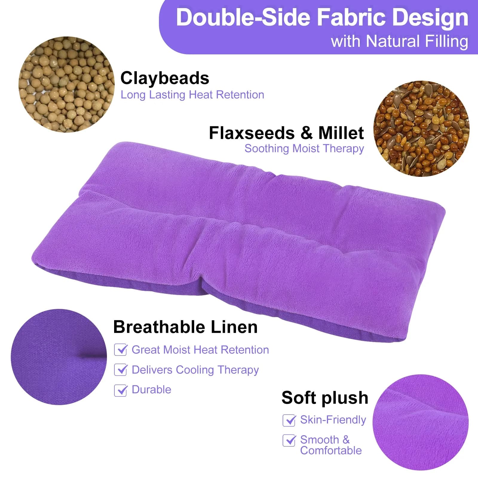 Atsuwell Purple Microwave Heating Pad 170g (6 oz) | Moist Heat for Cramps & Joint Relief - view 4