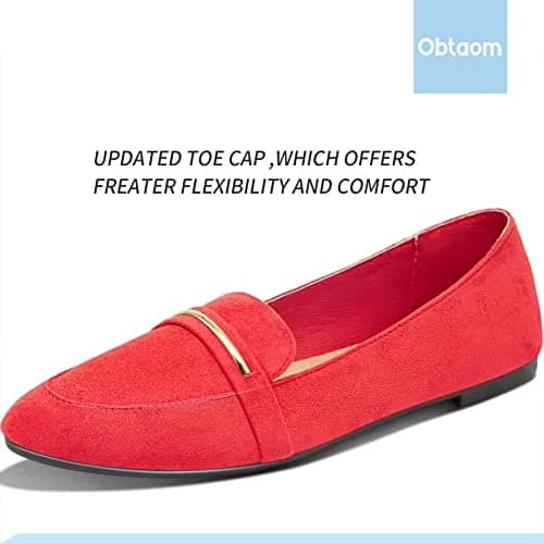 Obtaom Women's Pointy Toe Loafer Flat Faux Suede Shoes | Comfortable Daily Workwear (70-120c) thumbnail 5
