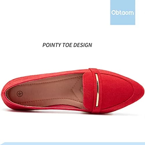 Obtaom Women's Pointy Toe Loafer Flat Faux Suede Shoes | Comfortable Daily Workwear (70-120c) thumbnail 6