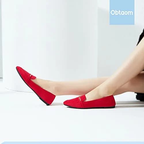 Obtaom Women's Pointy Toe Loafer Flat Faux Suede Shoes | Comfortable Daily Workwear (70-120c) thumbnail 3