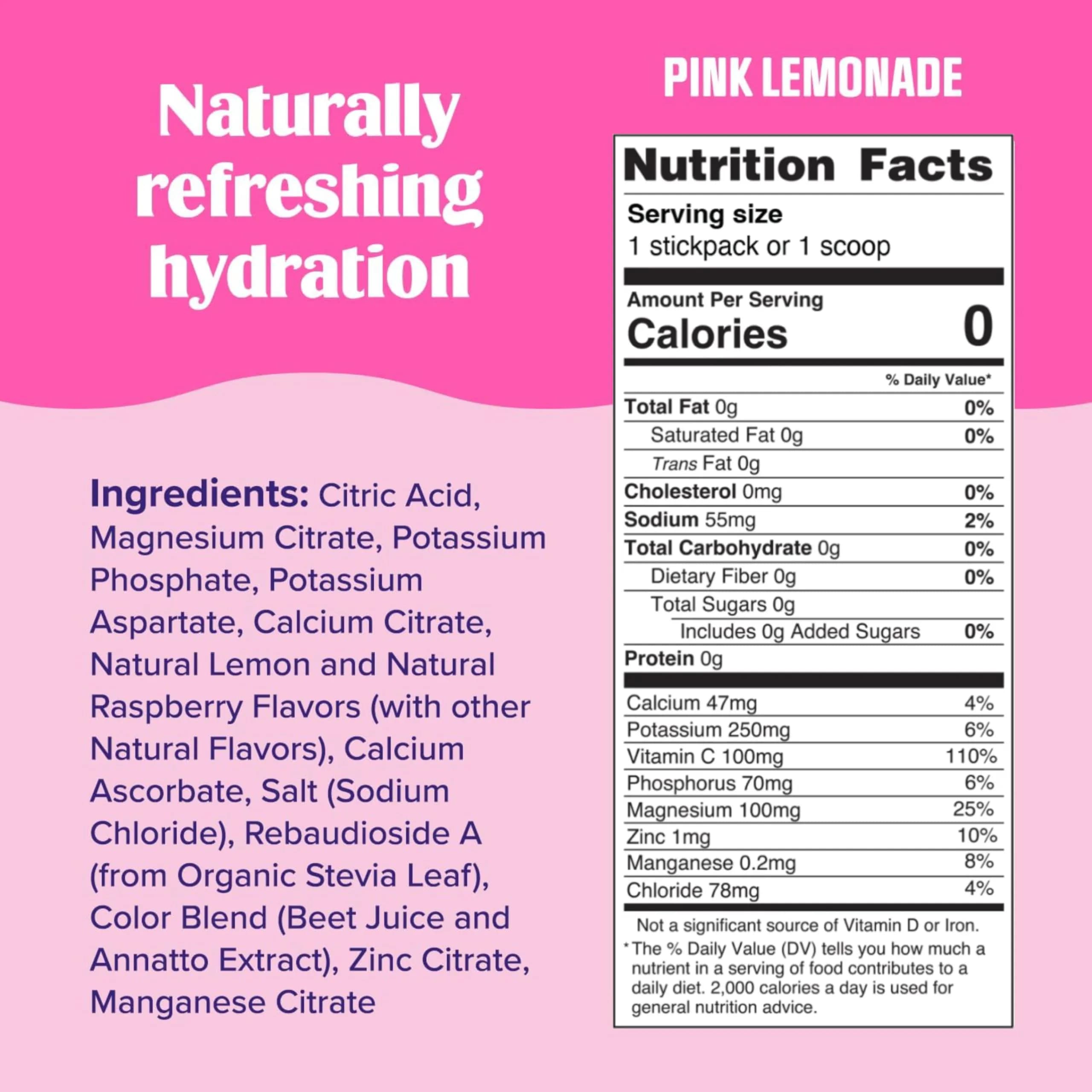 Ultima Replenisher Daily Electrolyte Powder Pink Lemonade 20 Stickpacks | Zero Sugar Hydration with 6 Electrolytes - view 3