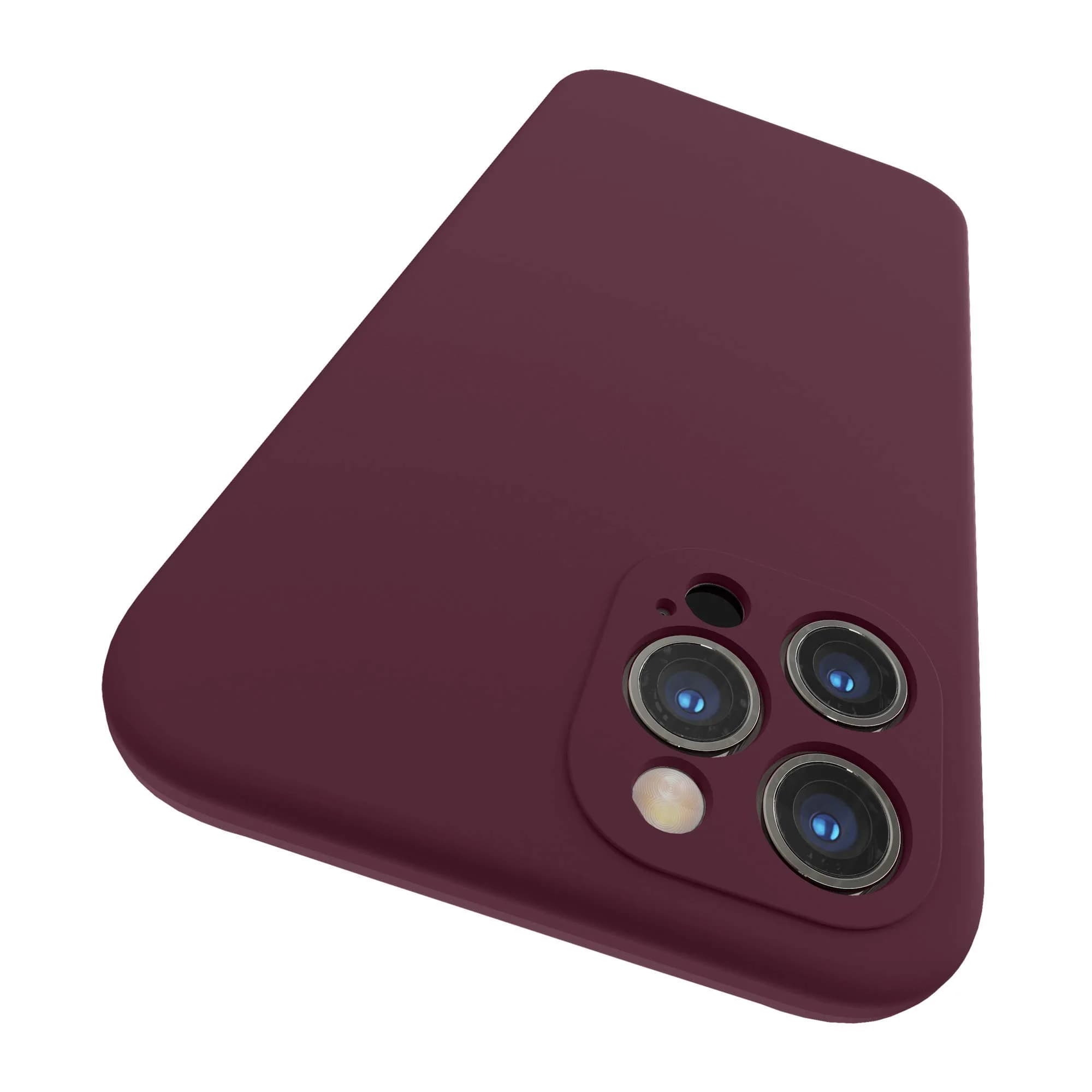 SURPHY Liquid Silicone Case for iPhone 12 Pro Max with Camera Protection & Microfiber Lining, Plum — Plum