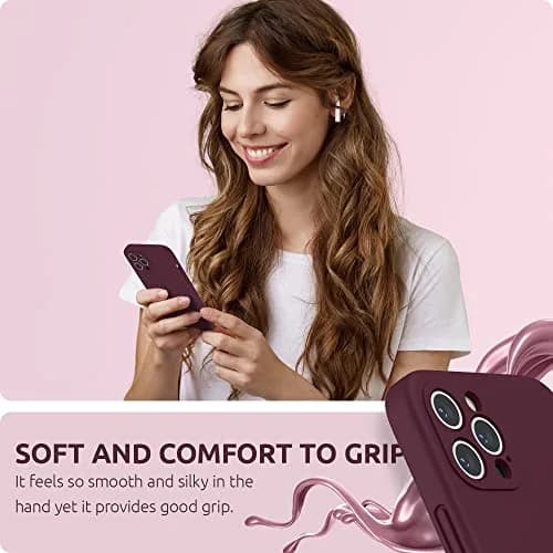 SURPHY Liquid Silicone Case for iPhone 12 Pro Max with Camera Protection & Microfiber Lining, Plum thumbnail 6