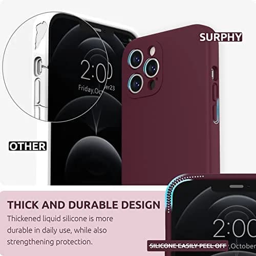 SURPHY Liquid Silicone Case for iPhone 12 Pro Max with Camera Protection & Microfiber Lining, Plum thumbnail 3