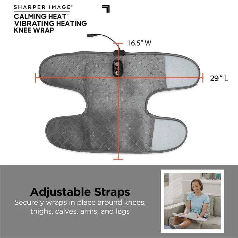 Calming Comfort Electric Heating Pad Knee Wrap | Copper & Charcoal, Auto Shut-Off, 2 Heat & 5 Vibration Settings, 76.2cm x 42cm thumbnail 7