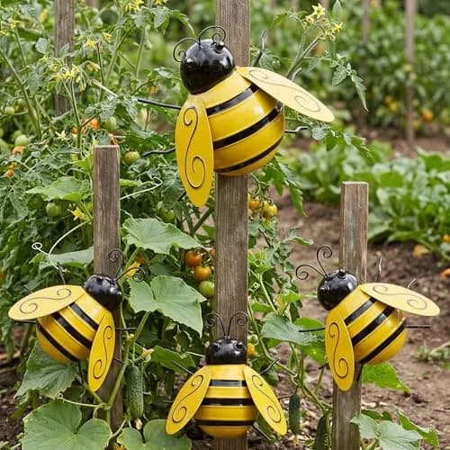 Yungeln Metal Wall Art Set of 4 Bumble Bees 10cm (3.97in) | Adds Whimsical Charm to Your Garden thumbnail 2