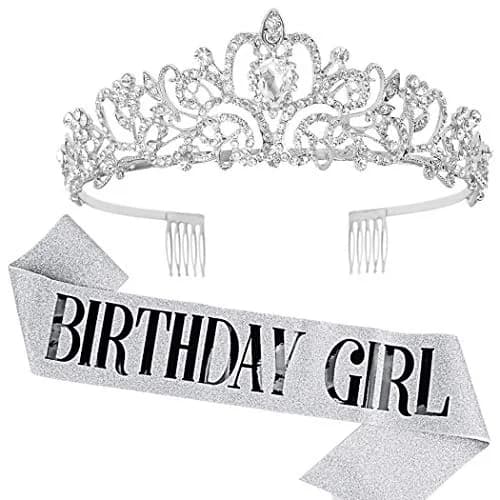 COCIDE Birthday Sash & Tiara Set - Rhinestone Tiara & Sash for Women's Birth Party Decoration Kit | Sparkling Glitter & Adjustable Fit thumbnail 1