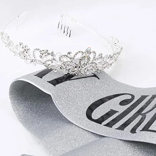 COCIDE Birthday Sash & Tiara Set - Rhinestone Tiara & Sash for Women's Birth Party Decoration Kit | Sparkling Glitter & Adjustable Fit thumbnail 5