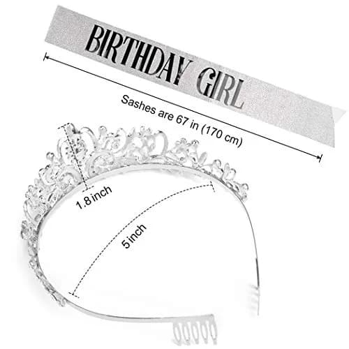 COCIDE Birthday Sash & Tiara Set - Rhinestone Tiara & Sash for Women's Birth Party Decoration Kit | Sparkling Glitter & Adjustable Fit thumbnail 7