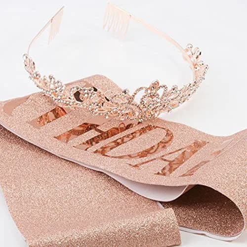 COCIDE Birthday Sash & Tiara Set - Rhinestone Tiara & Silver Glitter Sash | Women's Birth Party Decoration Kit thumbnail 5