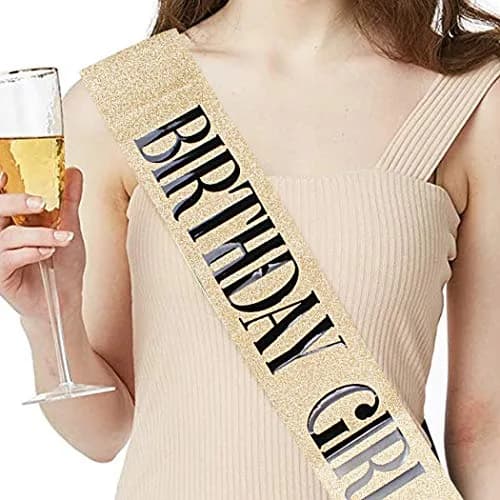 COCIDE Birthday Sash & Tiara Set - Rhinestone Tiara & Silver Glitter Sash for Women's Birth Party, 33 inches sash, 12.5 cm tiara thumbnail 3