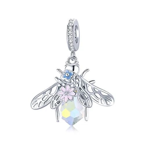 MEETCCY 925 Sterling Silver Bee Charm 28mm (0.92in) | Genuine Antique Finish for Pandora Bracelets thumbnail 1