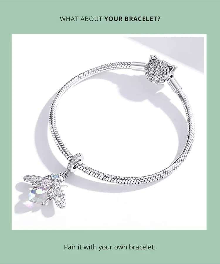 MEETCCY 925 Sterling Silver Bee Charm 28mm (0.92in) | Genuine Antique Finish for Pandora Bracelets thumbnail 8