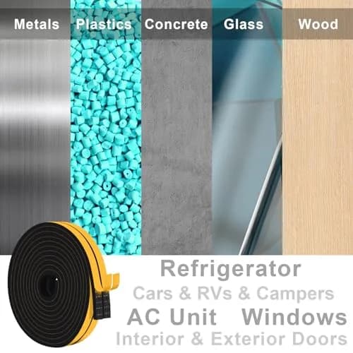 Trisiki Strong Adhesive Weather Strips for Doors, AC & Large Gaps 1/2 In x 3/8 In x 13 Ft (396 cm) | High Density Neoprene Seal thumbnail 7