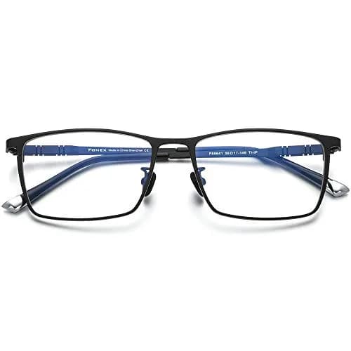FONEX Titanium Square Eyeglasses F85641 Black | Ultralight Pure Titanium Full Rim Frame 150mm (5.8in) thumbnail 4