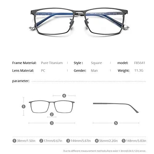 FONEX Titanium Square Eyeglasses F85641 Black | Ultralight Pure Titanium Full Rim Frame 150mm (5.8in) thumbnail 2