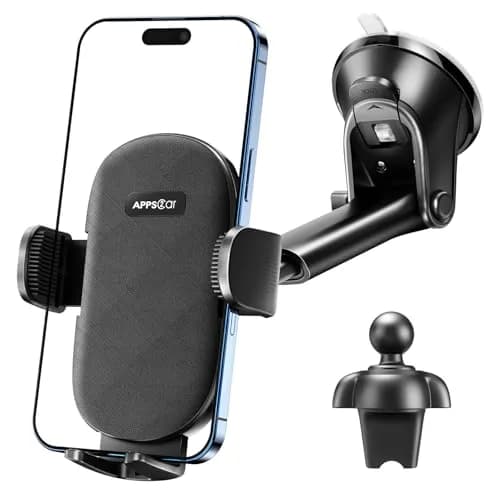 APPS2Car Car Phone Holder Mount, Strong Suction Dashboard & Windshield, Fits 4-7 Inch Phones, 360° Rotation, One-Touch Release, Ideal for Delivery & Uber thumbnail 9