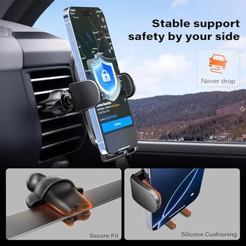 APPS2Car Car Phone Holder Mount, Strong Suction Dashboard & Windshield, Fits 4-7 Inch Phones, 360° Rotation, One-Touch Release, Ideal for Delivery & Uber thumbnail 3