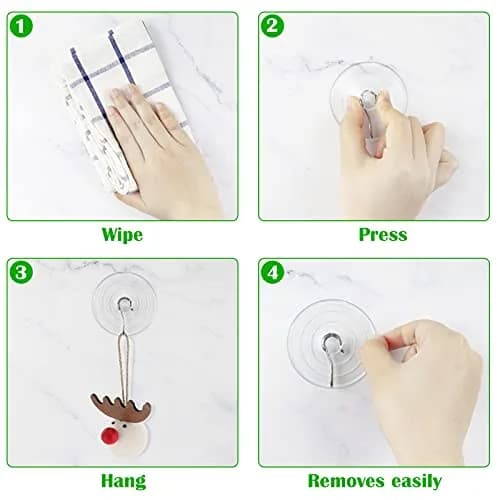 Hangerspace Suction Cup Hooks, Large, Clear | Reusable Waterproof Wall Hooks for Bathroom & Kitchen thumbnail 3