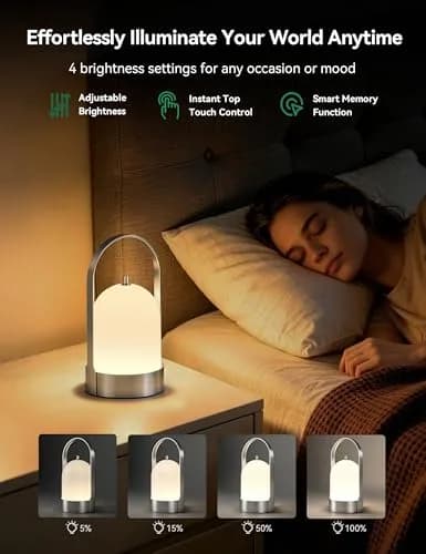 Tubicen Portable Table Lamp Rechargeable Outdoor Lantern with Handle | Waterproof, Dimmable, 4000mAh Battery thumbnail 3