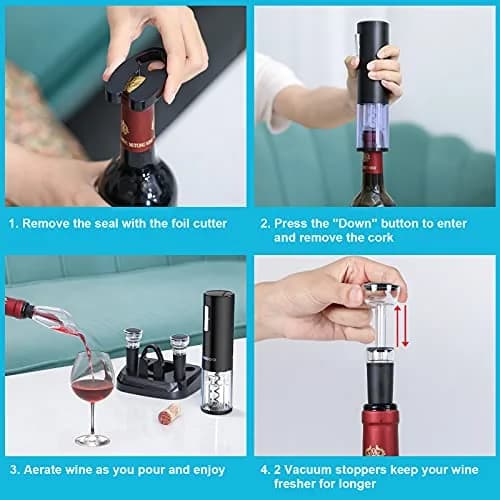 Moocoo Electric Wine Opener with Charging Base | Cordless, Fast & Rechargeable for Easy Wine Access thumbnail 5