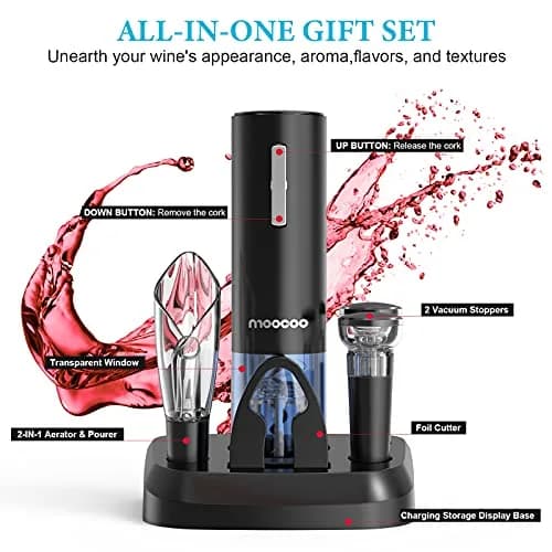 Moocoo Electric Wine Opener with Charging Base | Cordless, Fast & Rechargeable for Easy Wine Access thumbnail 6