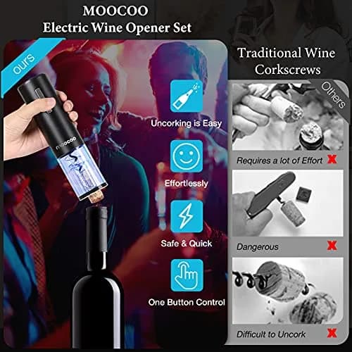Moocoo Electric Wine Opener with Charging Base | Cordless, Fast & Rechargeable for Easy Wine Access thumbnail 2