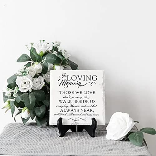 LukieJac Sympathy Gifts for Loss of Loved One In Memory of Mother Father Plaque with Wooden Stand | Bereavement & Condolences Sign thumbnail 5