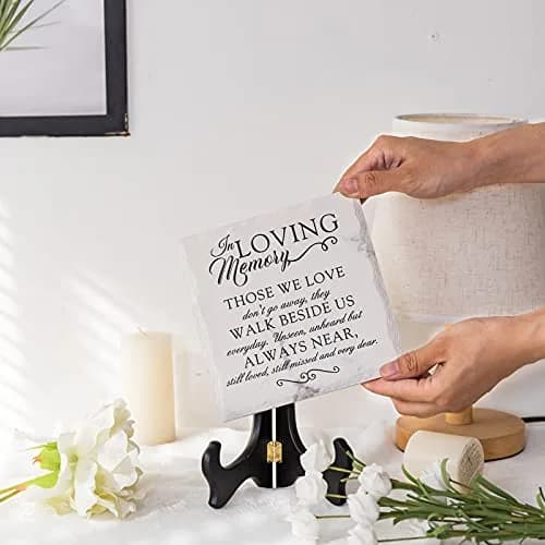 LukieJac Sympathy Gifts for Loss of Loved One In Memory of Mother Father Plaque with Wooden Stand | Bereavement & Condolences Sign thumbnail 6
