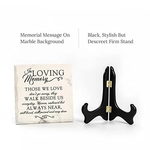 LukieJac Sympathy Gifts for Loss of Loved One In Memory of Mother Father Plaque with Wooden Stand | Bereavement & Condolences Sign thumbnail 2