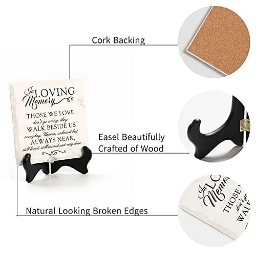 LukieJac Sympathy Gifts for Loss of Loved One In Memory of Mother Father Plaque with Wooden Stand | Bereavement & Condolences Sign thumbnail 3
